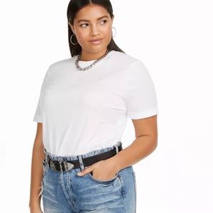 Danielle Bernstein plus size white t-shirt style body suite